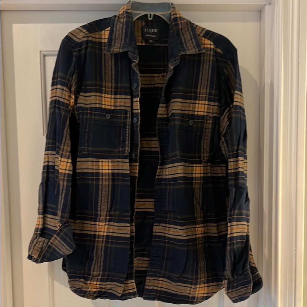J. Crew Blue and Tan Casual Button Down Shirt